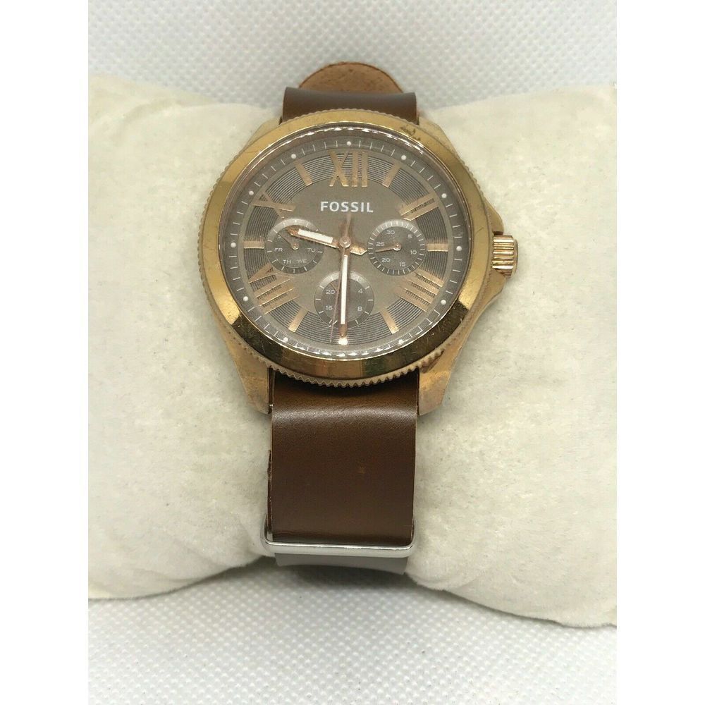 Fossil AM4533 Ceclie Women's Brown Leather Analog Taupe Dial Quartz Watch Ff6